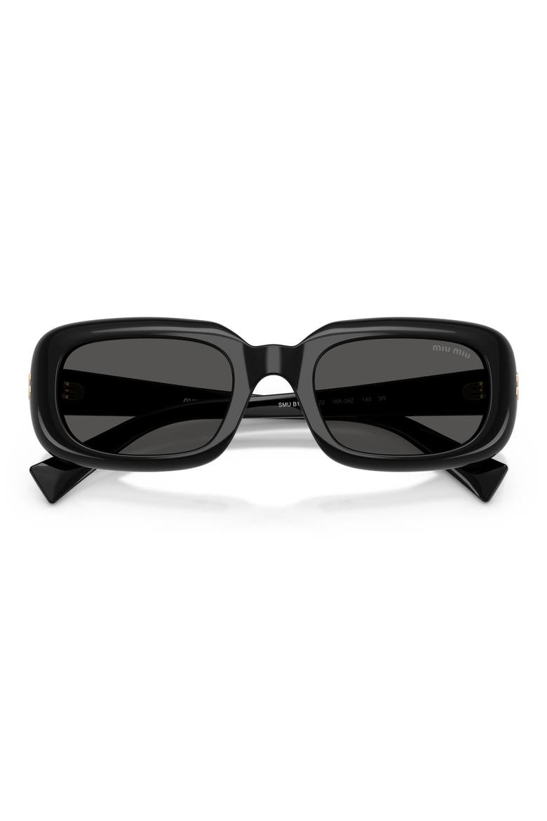 52mm Rectangular Sunglasses, Alternate, color, BLACK / DARK GREY