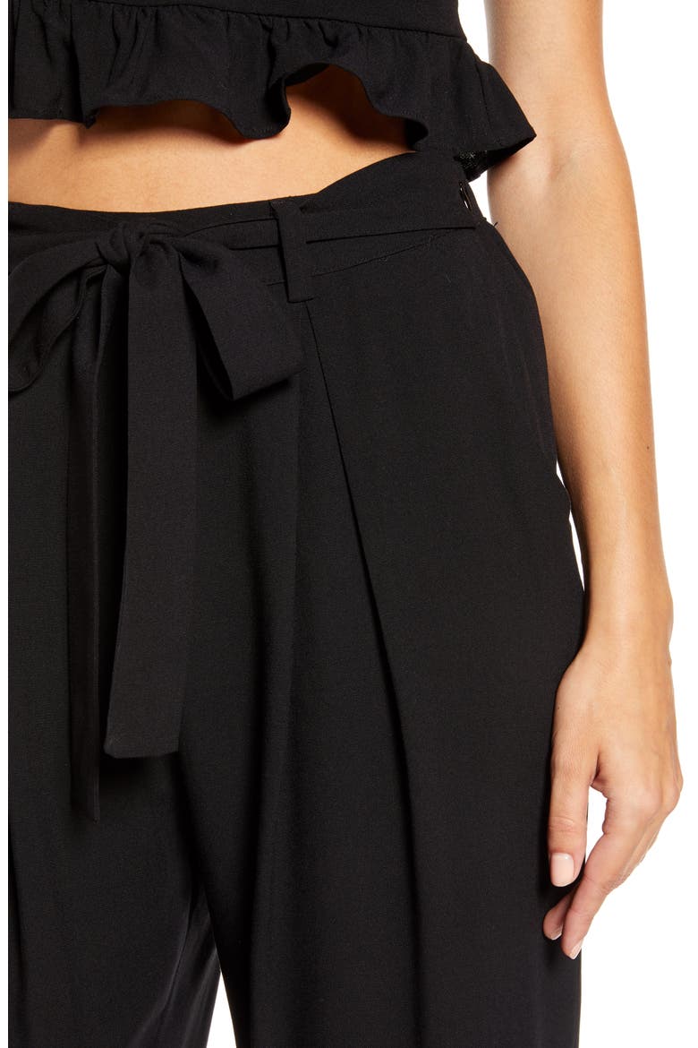 Belted Wide Leg Pants, Alternate, color, BLACK