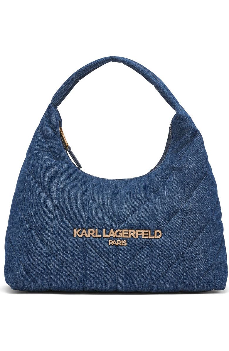 KARL LAGERFELD PARIS Voyage Hobo, Main, color, Washed Denim