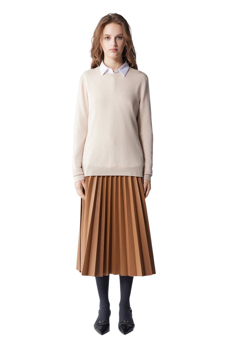 GOBI Mongolian Cashmere Essential Cashmere Crewneck Sweater, Alternate, color, Ivory White