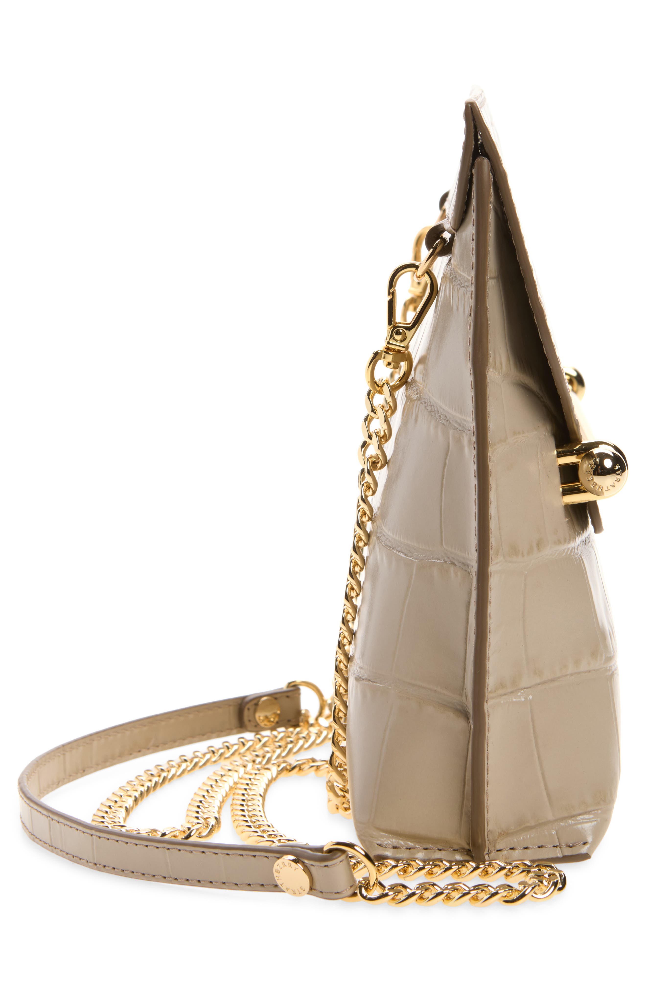 Large Stylist Croc Embossed Clutch, Alternate, color, LIGHT TAUPE
