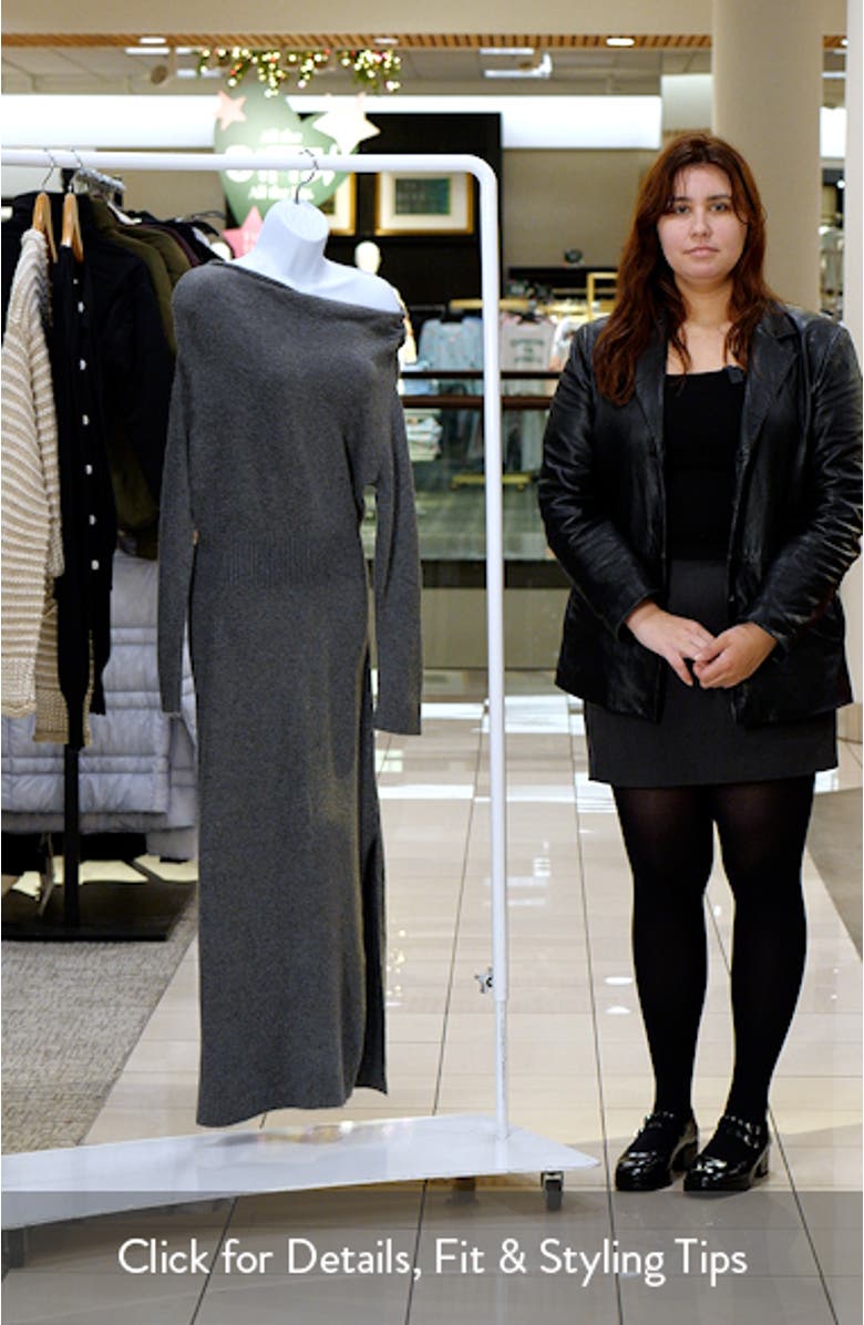 One-Shoulder Long Sleeve Sweater Dress, sales video thumbnail