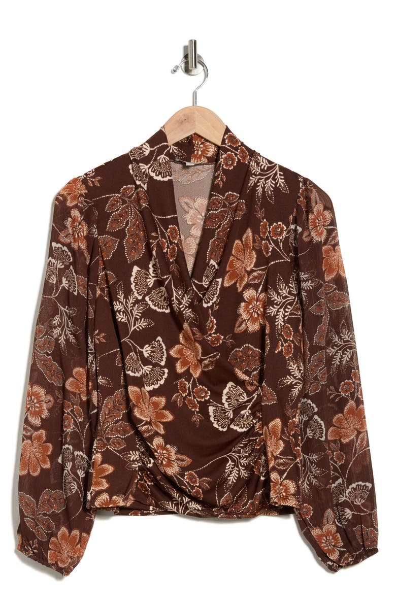 CHENAULT Floral Long Sleeve Mixed Media Top, Alternate, color, 