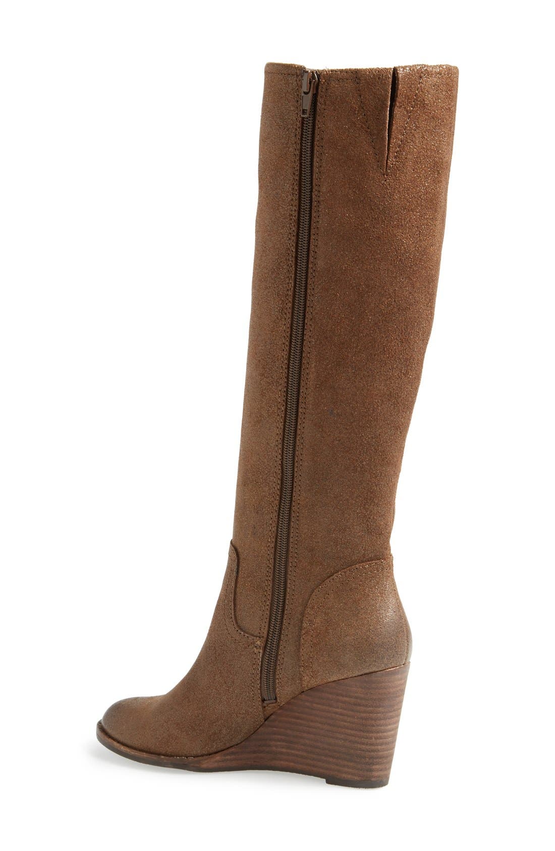 'Yacie' Leather Wedge Boot, Alternate, color, DARK EARTH