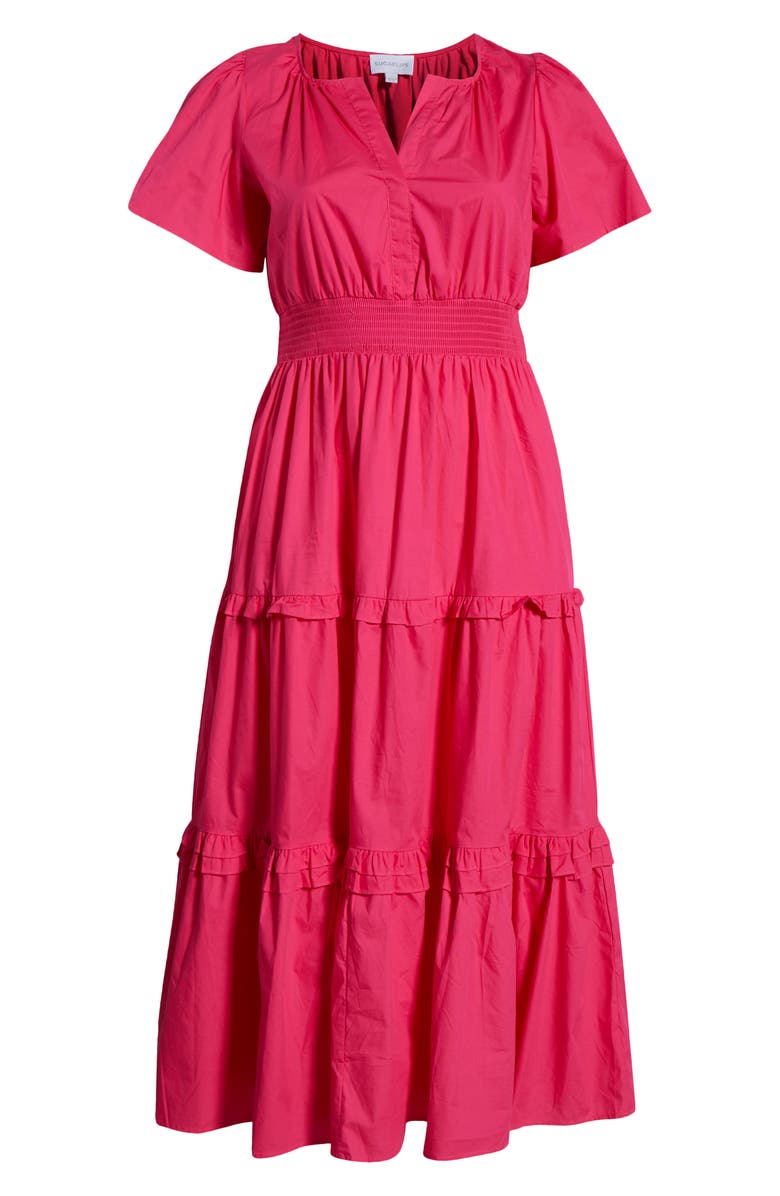 SUGARLIPS Fabia Palmer Cotton Poplin Tiered Maxi Dress, Alternate, color, Hot Pink