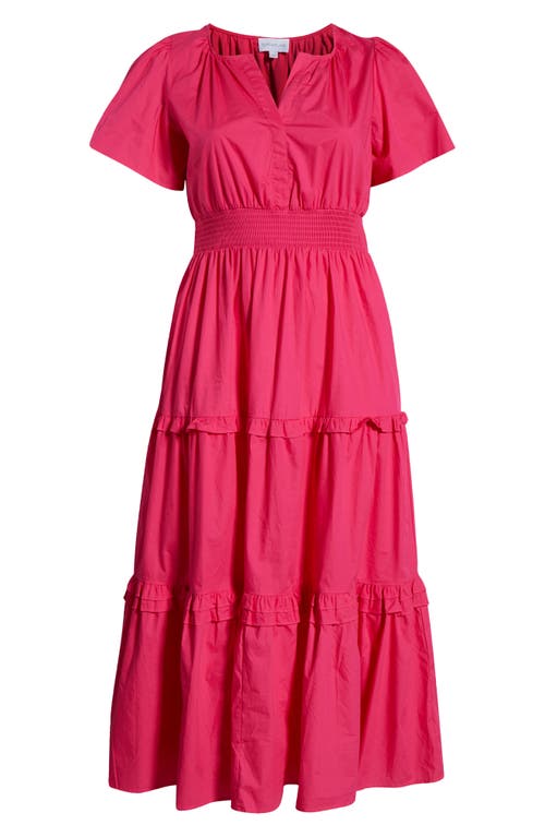 Sugarlips Fabia Palmer Cotton Poplin Tiered Maxi Dress In Pink