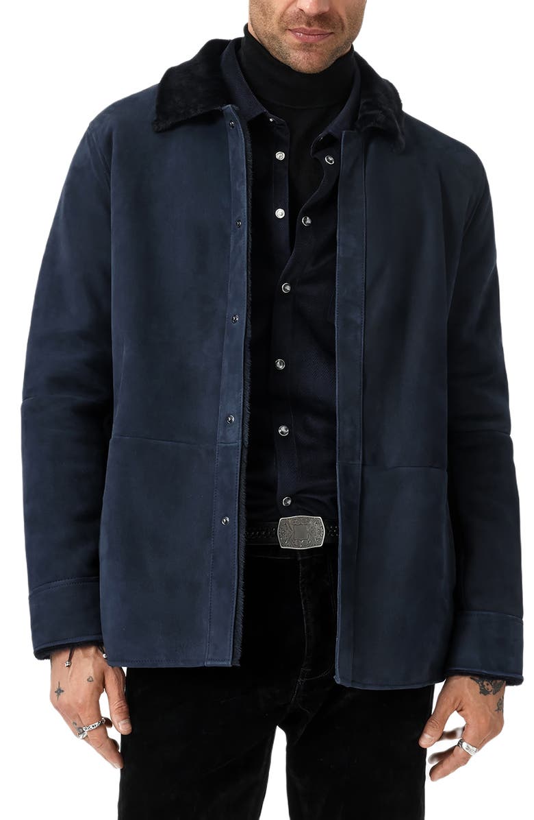 John Varvatos Essex Suede Jacket, Main, color, Navy