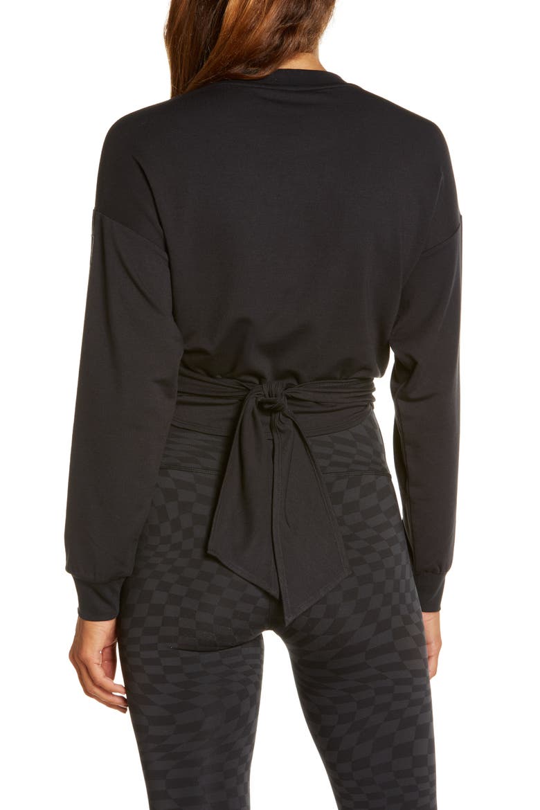 Dreamy Wrap Crop Sweatshirt, Alternate, color, BLACK