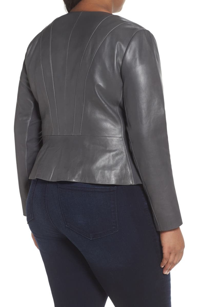 Sejour Leather Collarless Jacket, Alternate, color, 