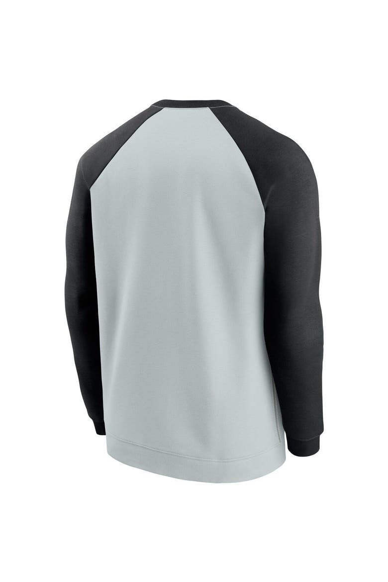 Men's Nike Silver/Black Las Vegas Raiders Historic Raglan Crew Performance Sweater, Alternate, color, Silver