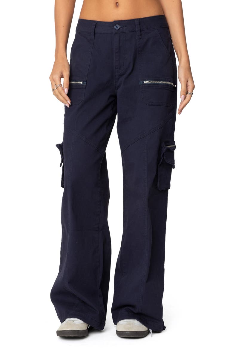 Kimmie Wide Leg Cargo Pants, Main, color, NAVY