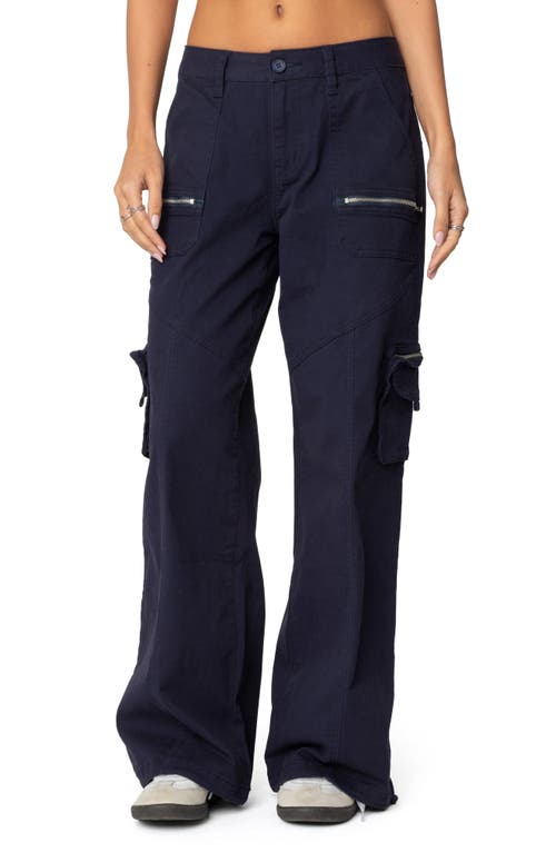 Edikted Kimmie Wide Leg Cargo Pants In Navy