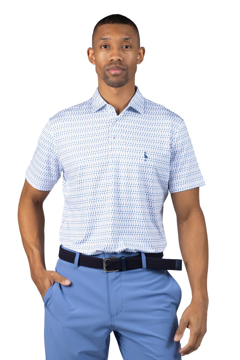 Martini Glass Print Performance Polo, Alternate, color, WHITE