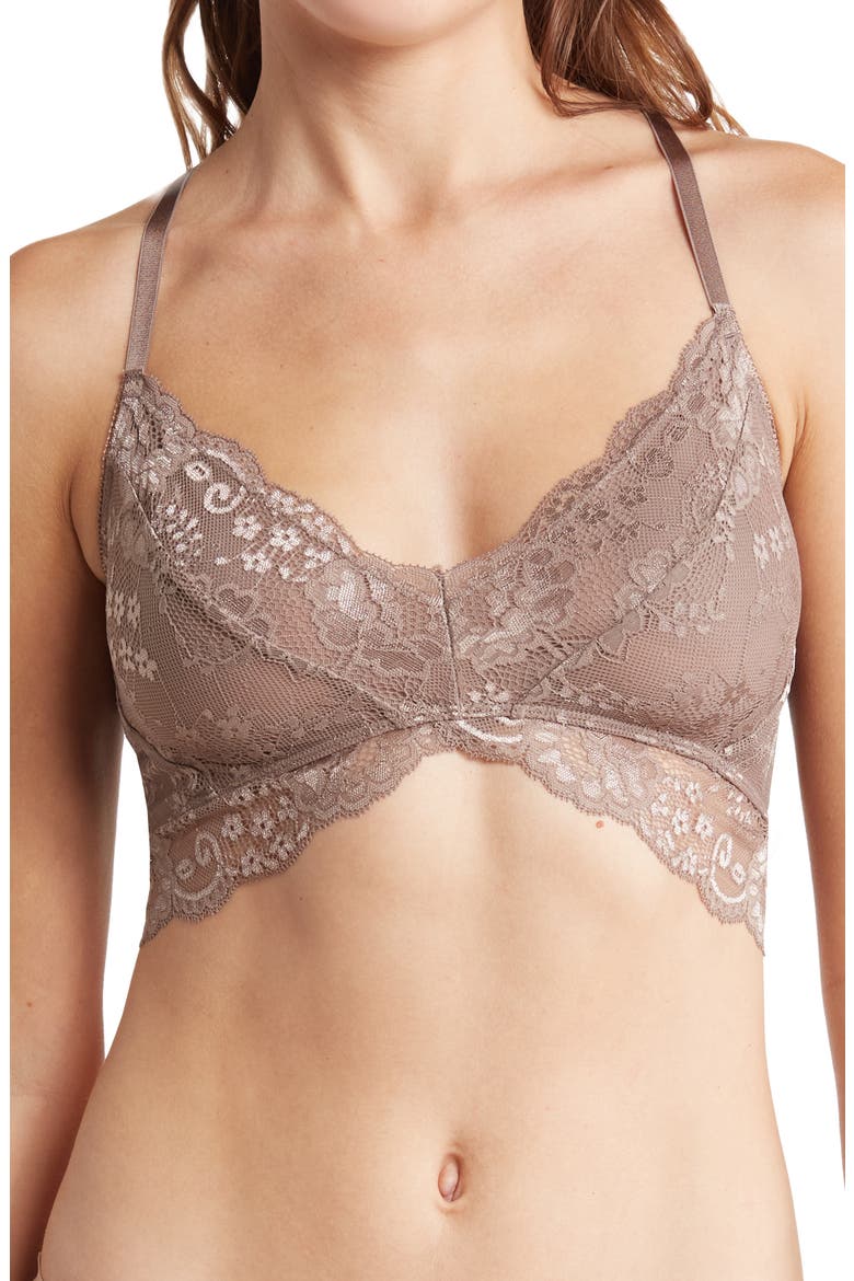 Crossback Lace Bralette, Main, color, MOCHA