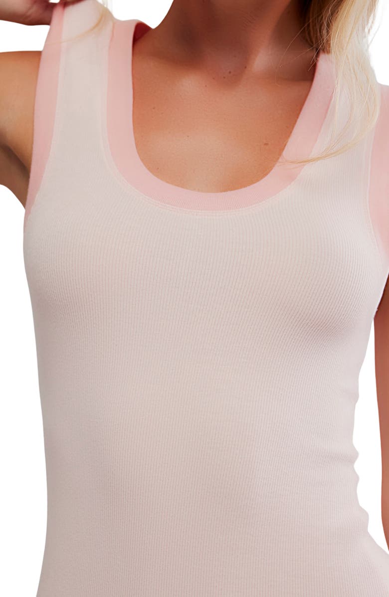 Free People Longer Days Rib Tank, Alternate, color, Flamingo Flamenco