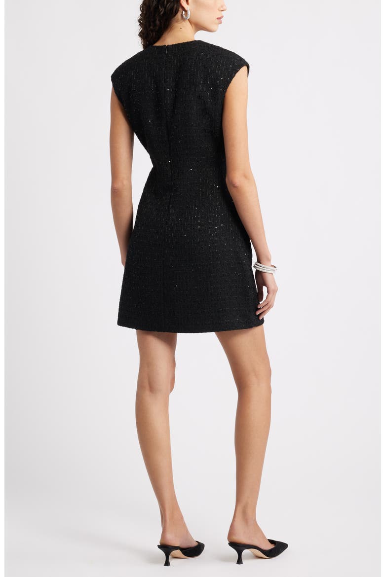 Bouclé Minidress, Alternate, color, BLACK
