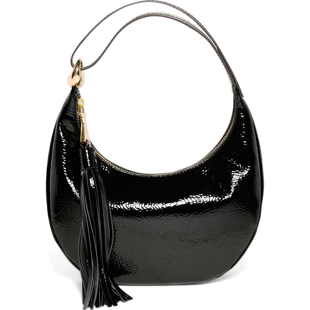 Aimee Bloom Bean Bag Leather Moon Bag In Black