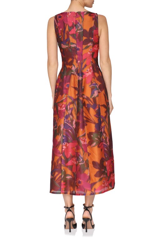 Avec Les Filles Print Sleeveless Lantern Midi Dress In Multi