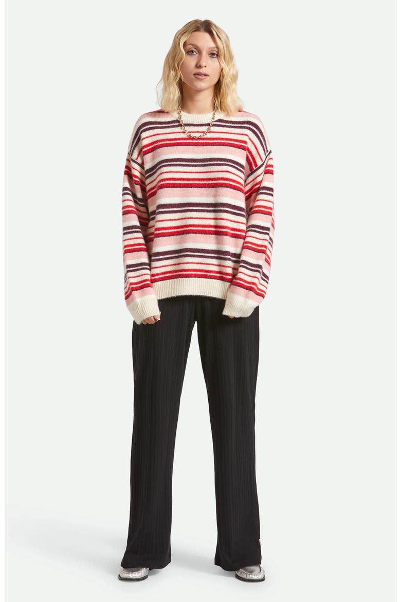 Cozy Stripe Crewneck Sweater, Alternate, color, PINK/ RED MULTI STRIPE