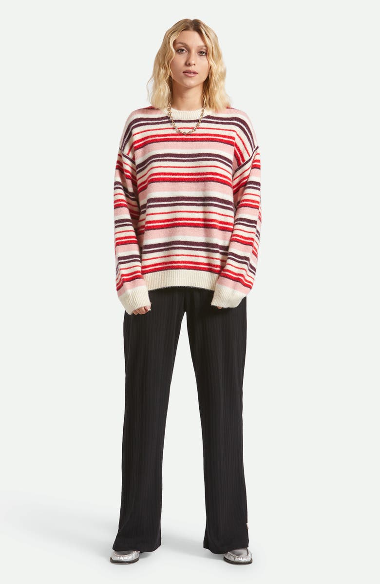 Brixton Cozy Stripe Crewneck Sweater, Alternate, color, 