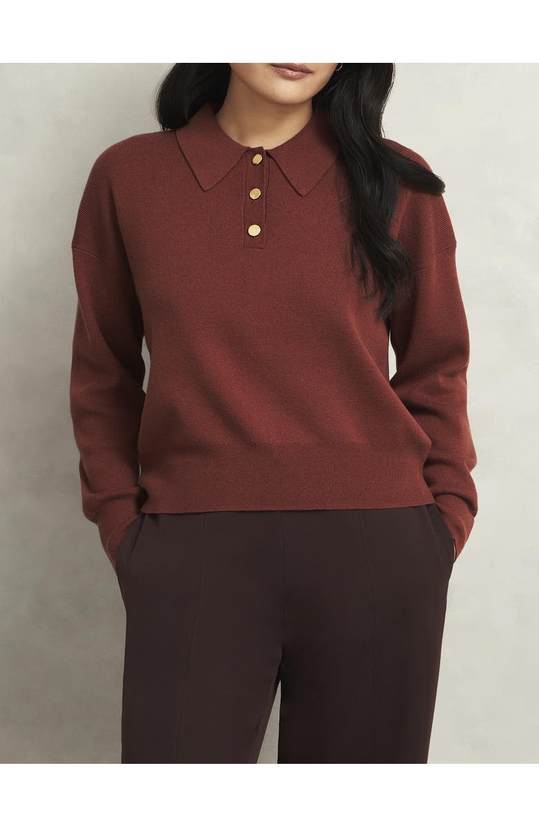 HOBBS LONDON Connie Polo Sweater, Alternate, color, Cinnamon Brown