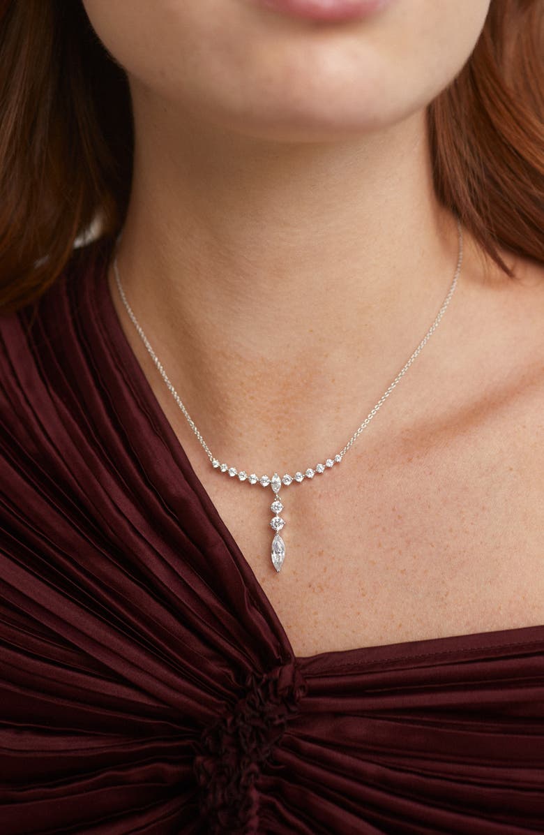 Nadri Cassi Cubic Zirconia Frontal Necklace, Alternate, color, Rhodium