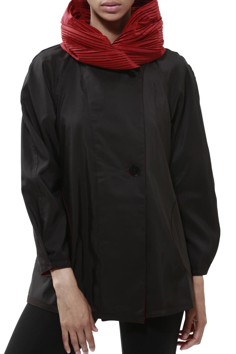 Mini Donatella Reversible Hooded Raincoat, Alternate, color, RED / BLACK