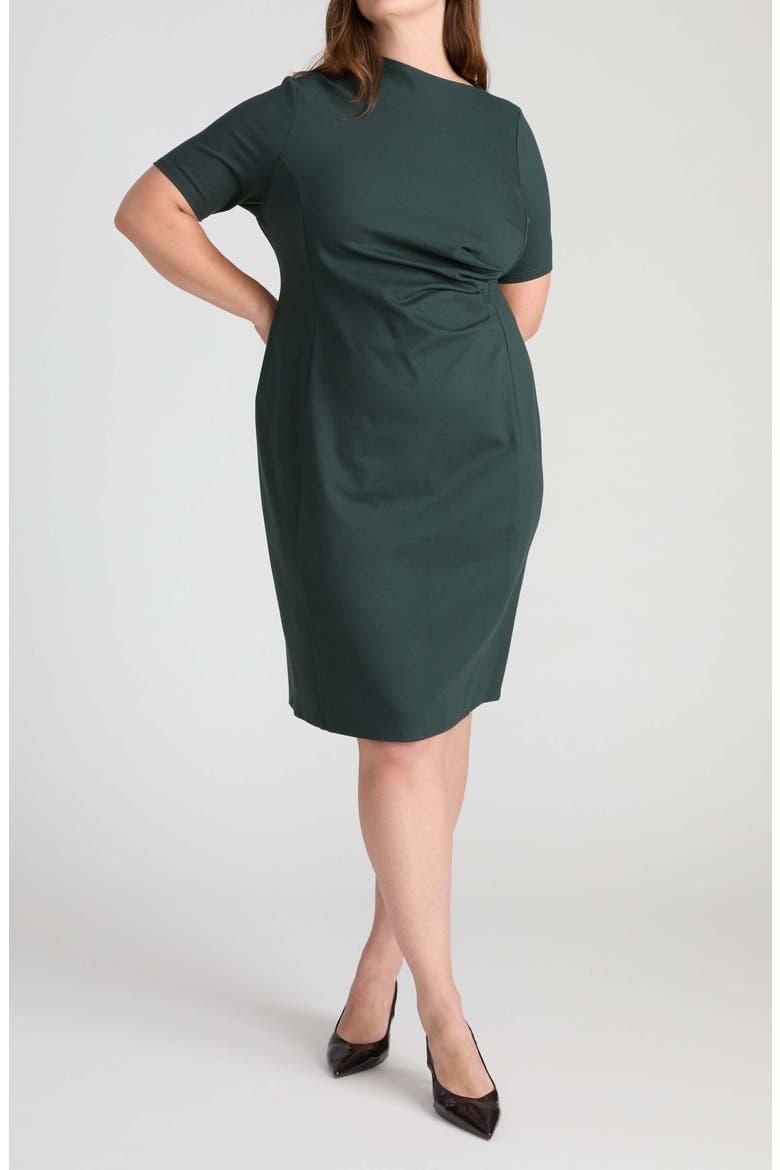 Penny Ponte Shift Dress, Main, color, GREEN GEMSTONE