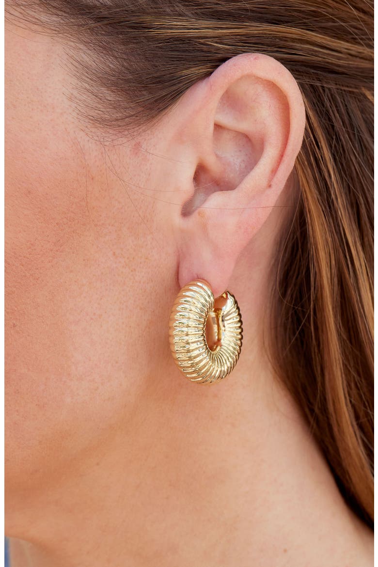 Puffy Ribbed Hoop Earrings, Alternate, color, YELLOW