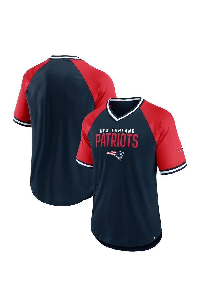 FANATICS Men's Fanatics Navy/Red New England Patriots Hashmark Raglan T-Shirt, Alternate, color, Navy