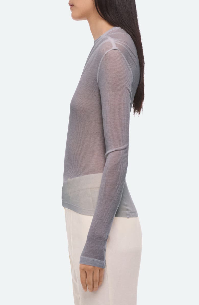Helmut Lang Twist Long Sleeve Sheer Top, Alternate, color, Dark Grey