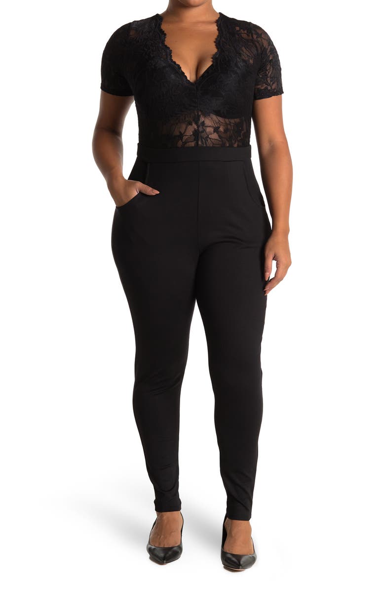 Curvy Sense Lace Top Jumpsuit, Main, color, 