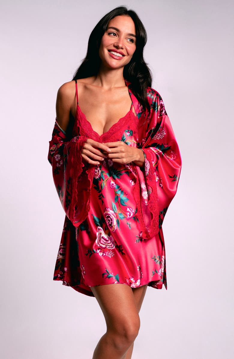 In Bloom by Jonquil Phoenix Satin Chemise, Alternate, color, Red