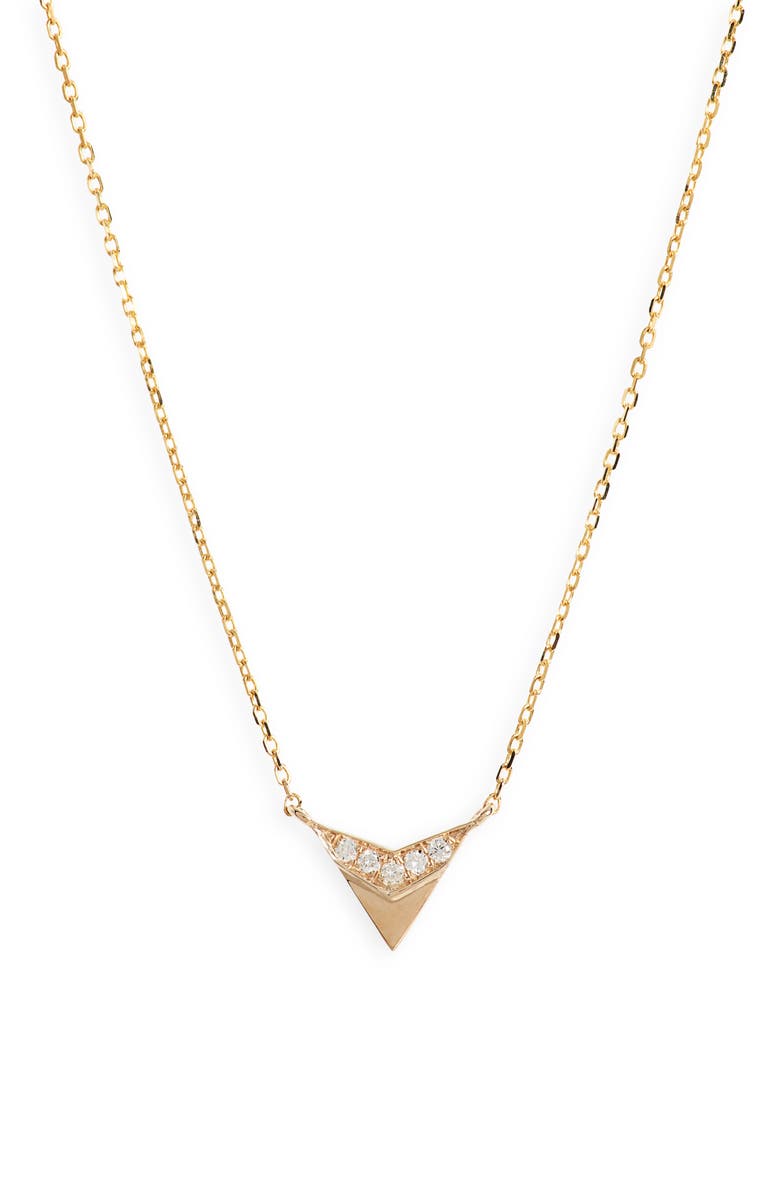 Dana Rebecca Designs Emily Sarah Diamond Arrow Necklace, Main, color, Yellow Gold