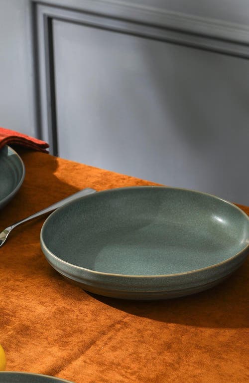 Stone Lain Elio Stoneware 4-piece Pasta Bowl Set In Green