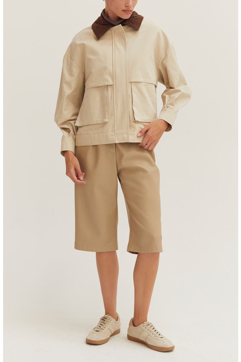 Contrast Collar Canvas Barn Jacket, Alternate, color, Beige