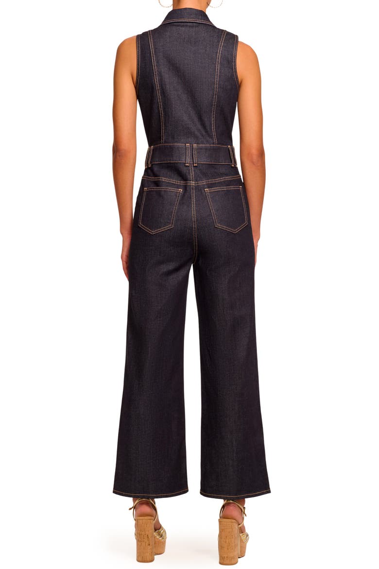Stephania Topstitch Detail Sleeveless Denim Jumpsuit, Alternate, color, RESIN RINSE