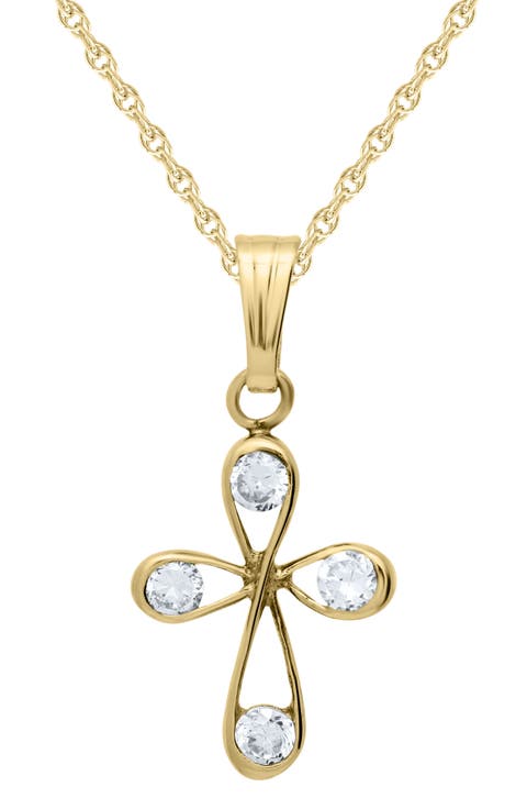 14K Gold & Cubic Zirconia Loop Cross Necklace (Baby)