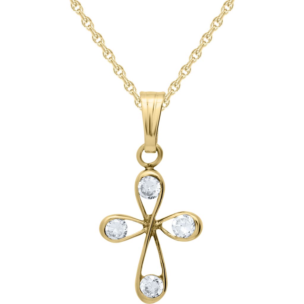 Mignonette 14K Gold & Cubic Zirconia Loop Cross Necklace  product