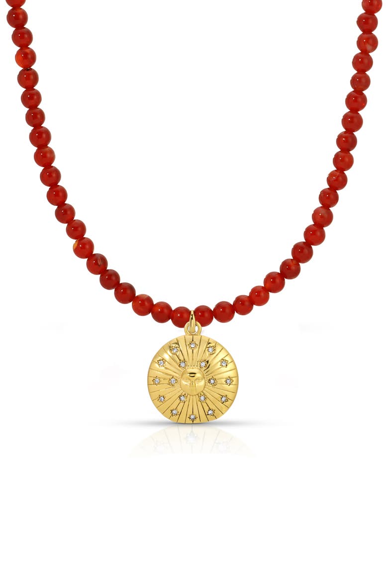 Red Sun Necklace, Main, color, GOLD