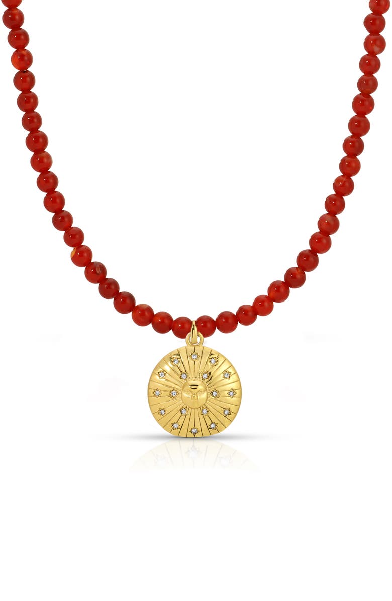 KOZAKH Red Sun Necklace, Main, color, Gold