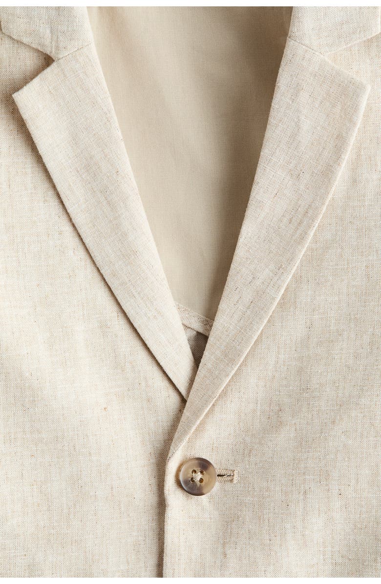 H&M Linen-blend Blazer, Alternate, color, Light Beige Melange