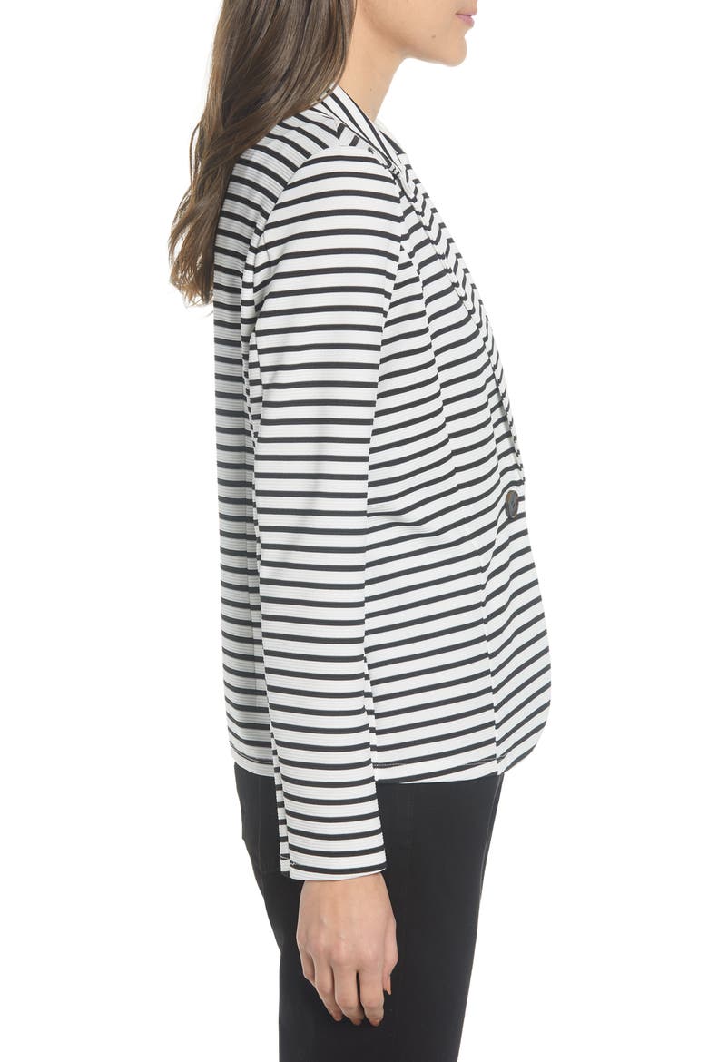 Stripe Stretch Jersey Blazer, Alternate, color, SNOW WHITE/ STRIPES BLACK