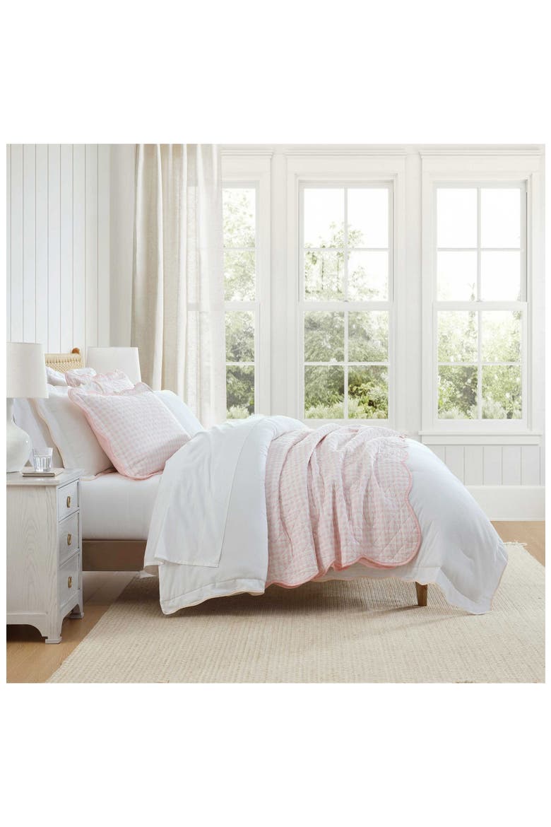 Olivia Gingham Cotton Percale Quilt Set, Alternate, color, SOFT PINK