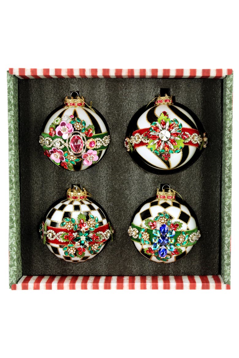 Timeless Jeweled Ornament, Box of 4, Alternate, color, Black