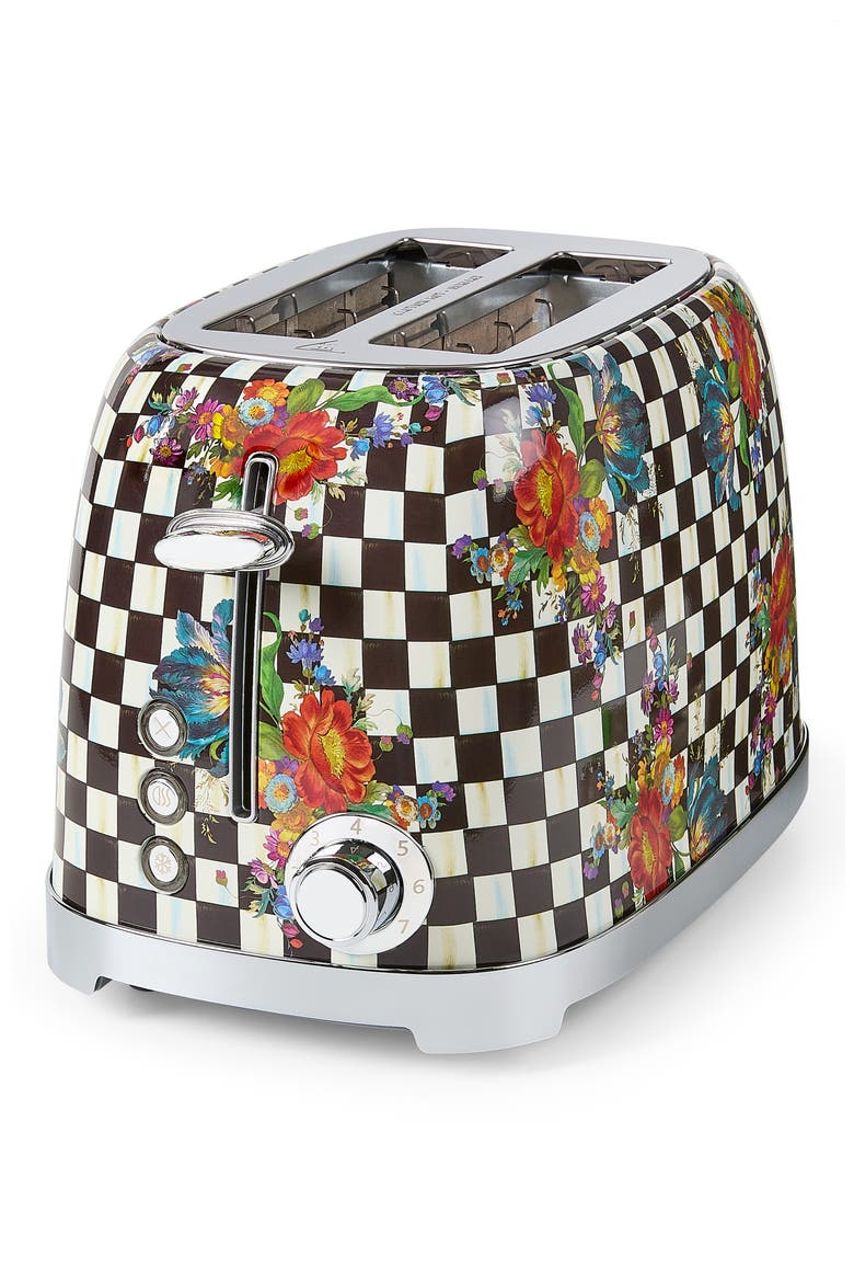 Courtly Flower Market 2-Slice Toaster, Main, color, BLACK