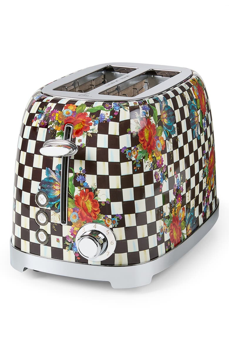 MACKENZIE CHILDS Courtly Flower Market 2-Slice Toaster, Main, color, Black