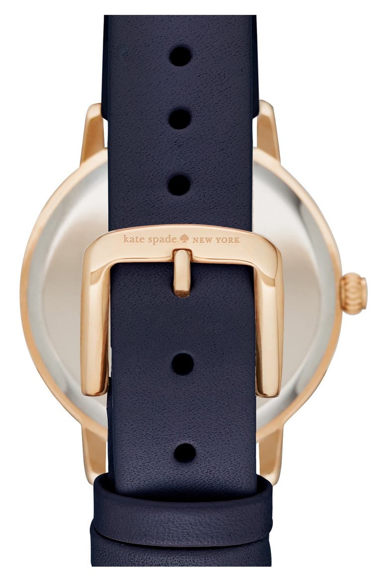 'metro' mother-of-pearl leather strap watch, 34mm, Alternate, color, BLUE/ BLUE