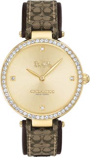 COACH Park Logo Jaquard Leather Strap Watch, 34mm