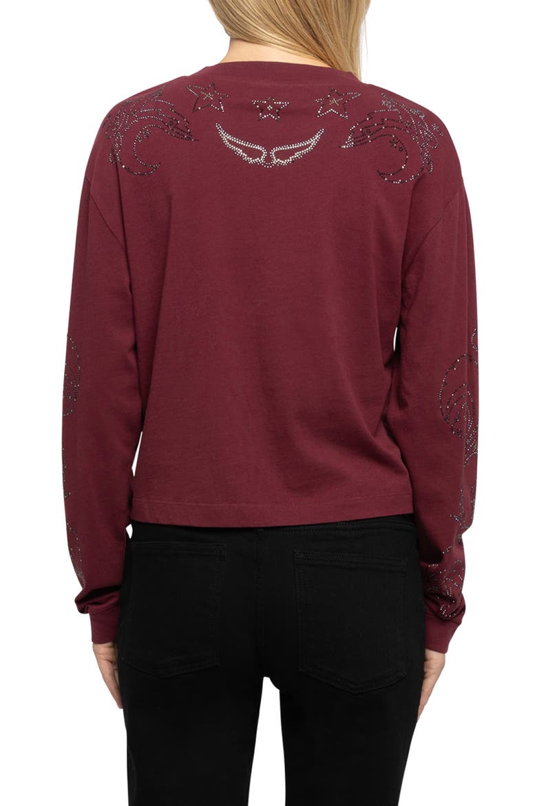 Iona Strass Rhinestone Crop Cotton T-Shirt, Alternate, color, CHERRY